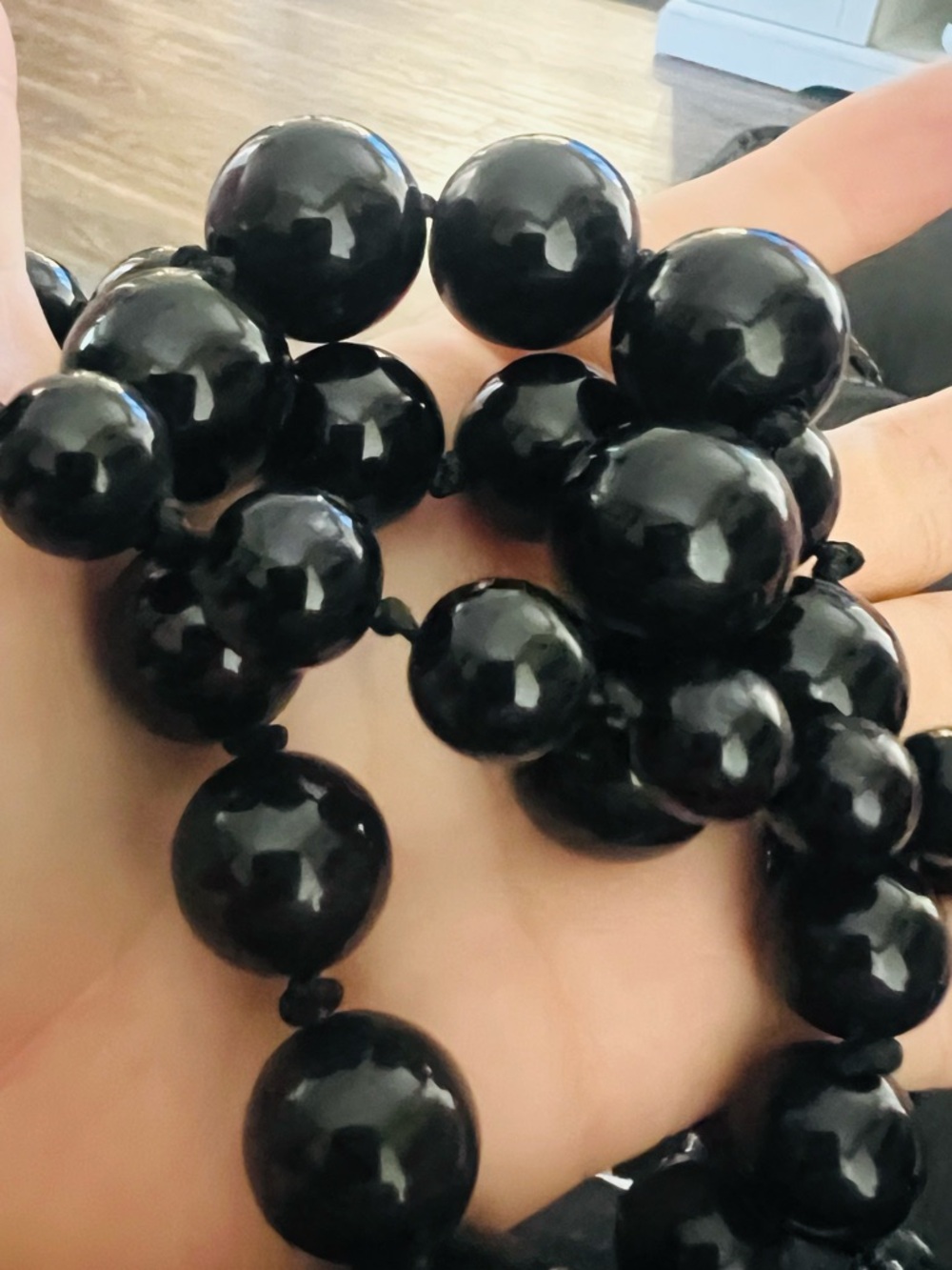 Classic Black Bead Necklace 18 inches - Picture 4 of 5